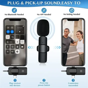 Hot Sale K15 Lightning Wireless Lavalier Microphone Type-C IOS Auto-syncs Microphone for Video Recording Vlog detail image