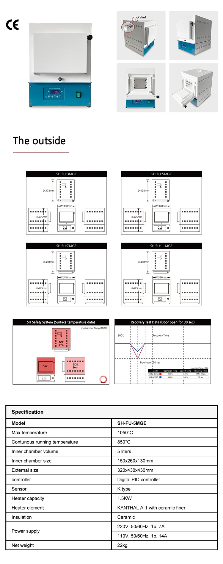 Made In Korea Hot Product Economic Muffle Furnace With Flap Door Sh