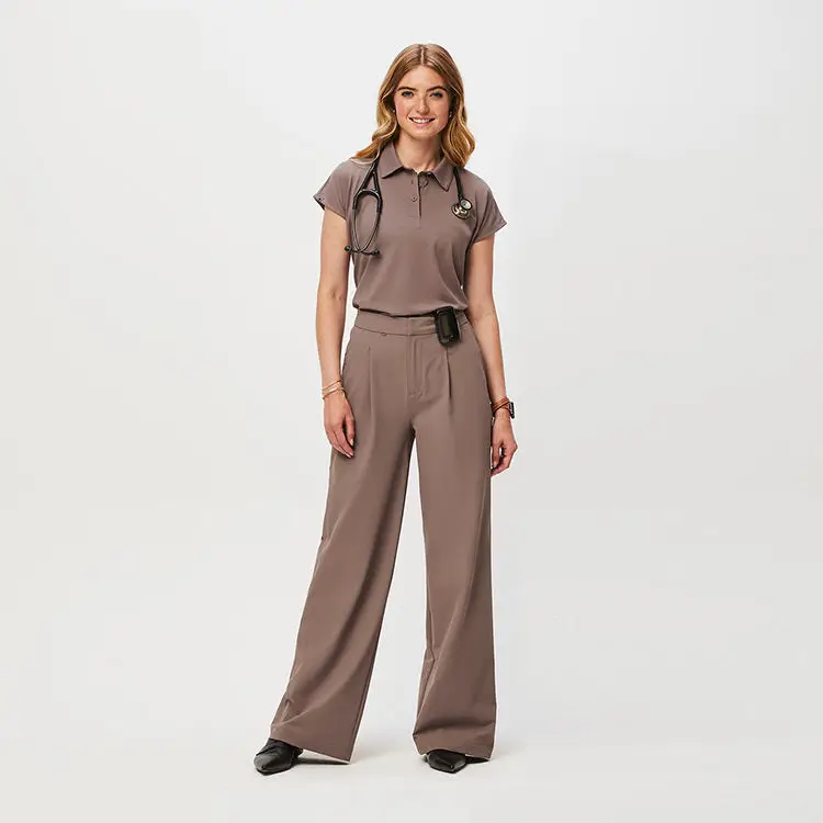 2024 Doctor Women Scrub Set Short Sleeve Fashion Zipper Design Nursing Uniform Sets Medical/Dental/Lab Use