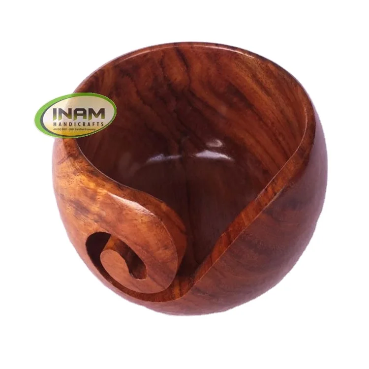 Новый деревянный аксессуар для вязания крючком sheesham, красивый простой лук ручной резки, деревянная чаша для хранения пряжи, 7x4 дюйма