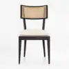 solid wood rattan chair with cane and cushion