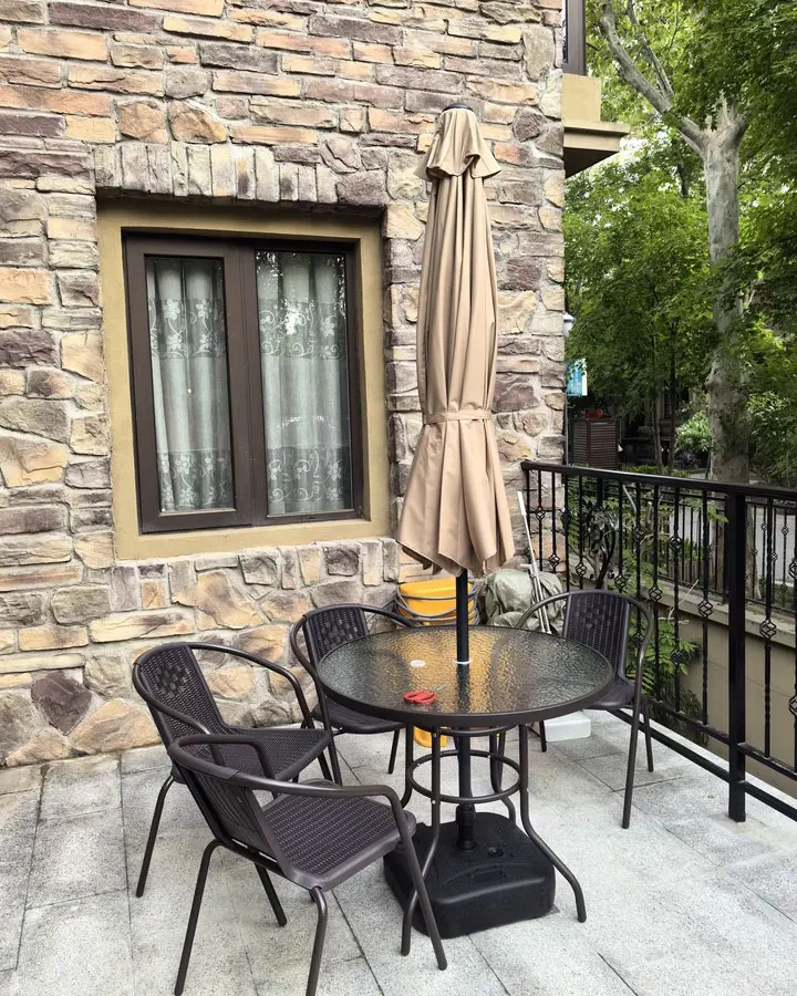 hotel patio set with umbrella PHI VILLA Outdoor Dining for 4, Folding Chairs Unrivaled in its size and beauty Modern Big Size Aluminium Hotel