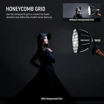 NEEWER 17.7"/45cm Octagonal Softbox Bowens Mount, Quick Folding Quick Set up with Diffusers/Honeycomb Grid/Bag for Q4 RGB CB60 detail image