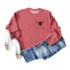 Red sweatshirt (black font) printed on the chest