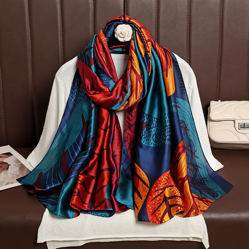 Vente en gros de foulards en soie Dubai Satin Long foulard en soie