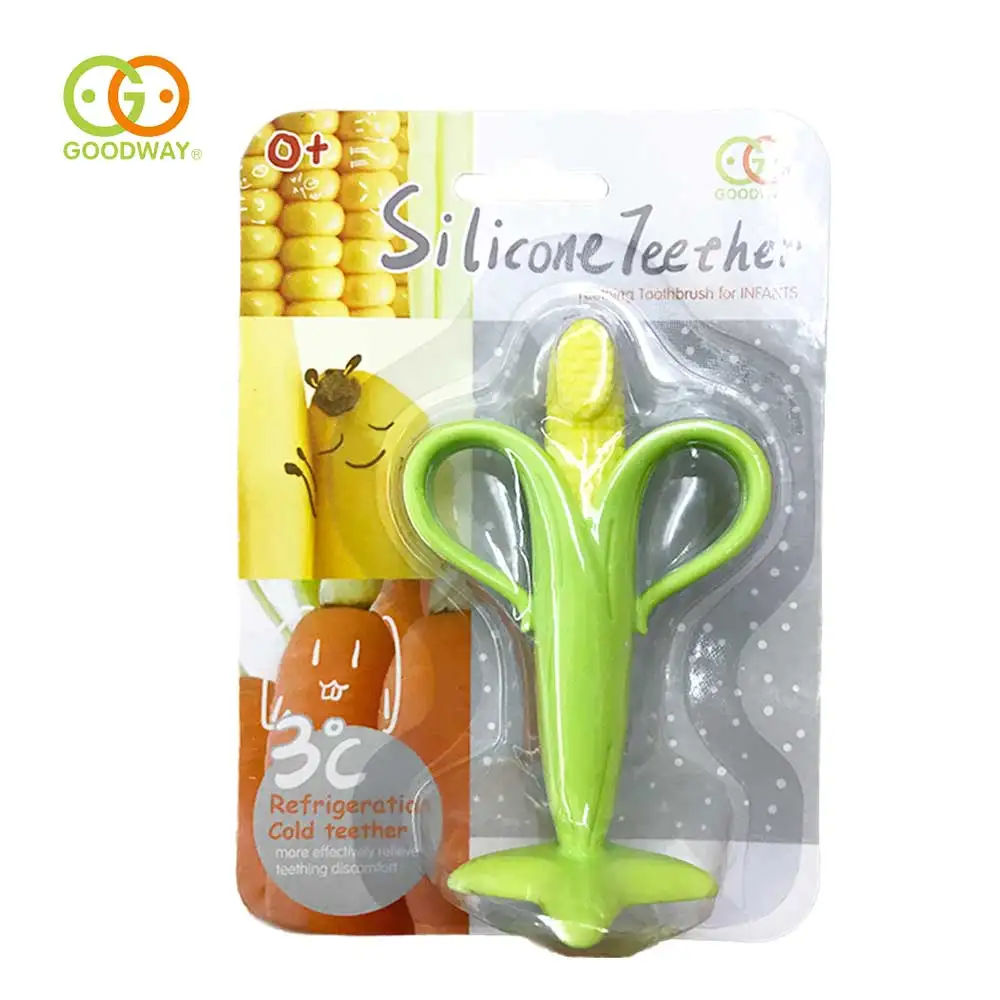 VEGETABLE SHAPE BPA FREE TOY MOLAR CORN SILICONE BABY TEETHER