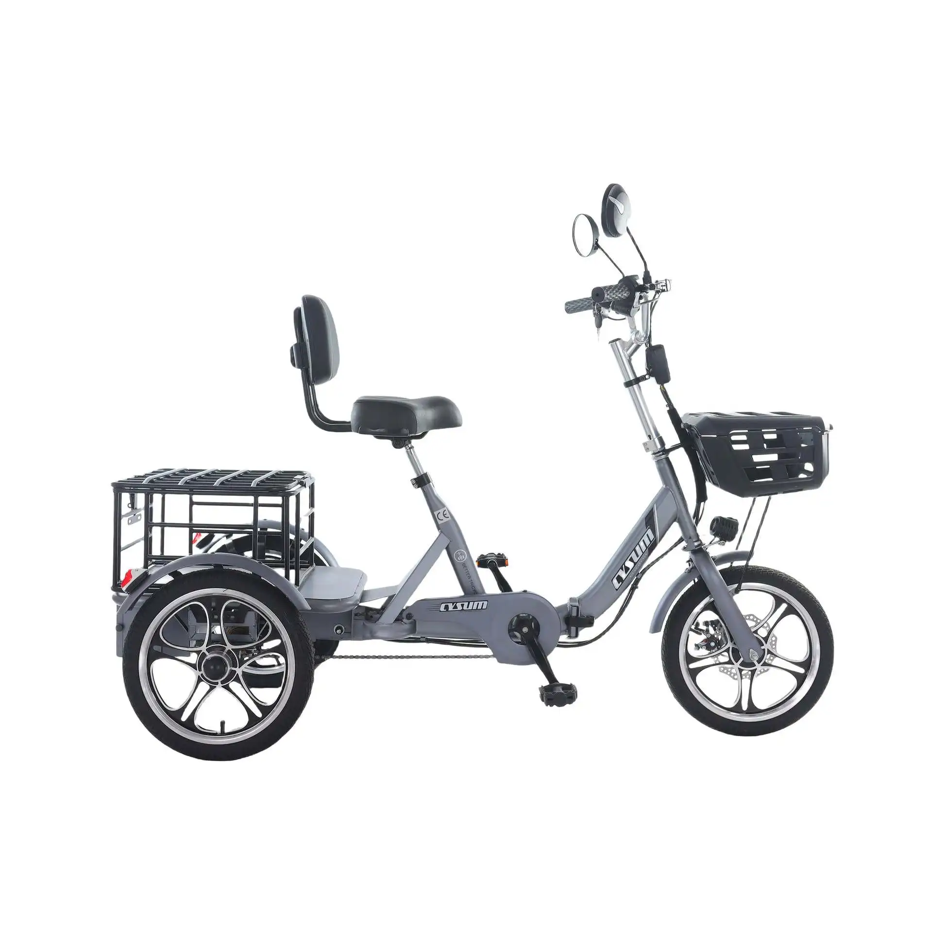 48v 350w Rear-Drive Foldable Cargo E-Trike Top Speed 25km/h 16 Inch Tire Electric Trike with Steel Body Open and Closed Type