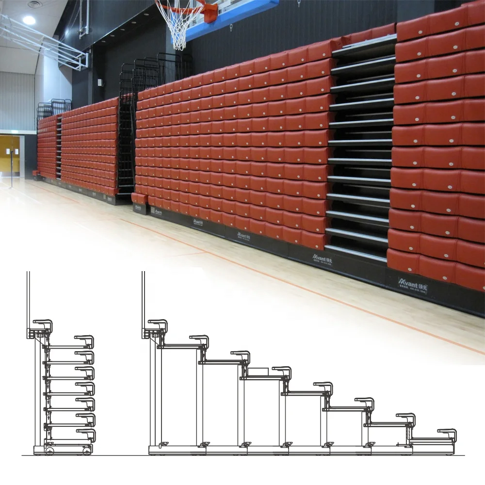 Avant Electrical Control Telescopic Grandstand Portable Tribune Stadium Bleachers Indoor Gym Mobile Retractable Seating System