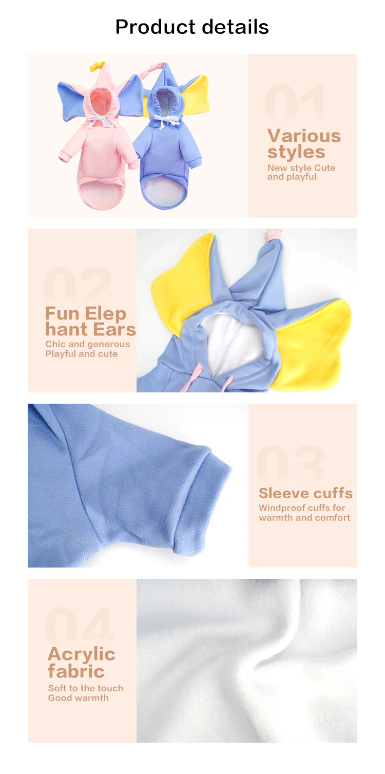 Animal Clothing Elephant Cat Autumn Winter Sweater Fleece Sleeve Tops