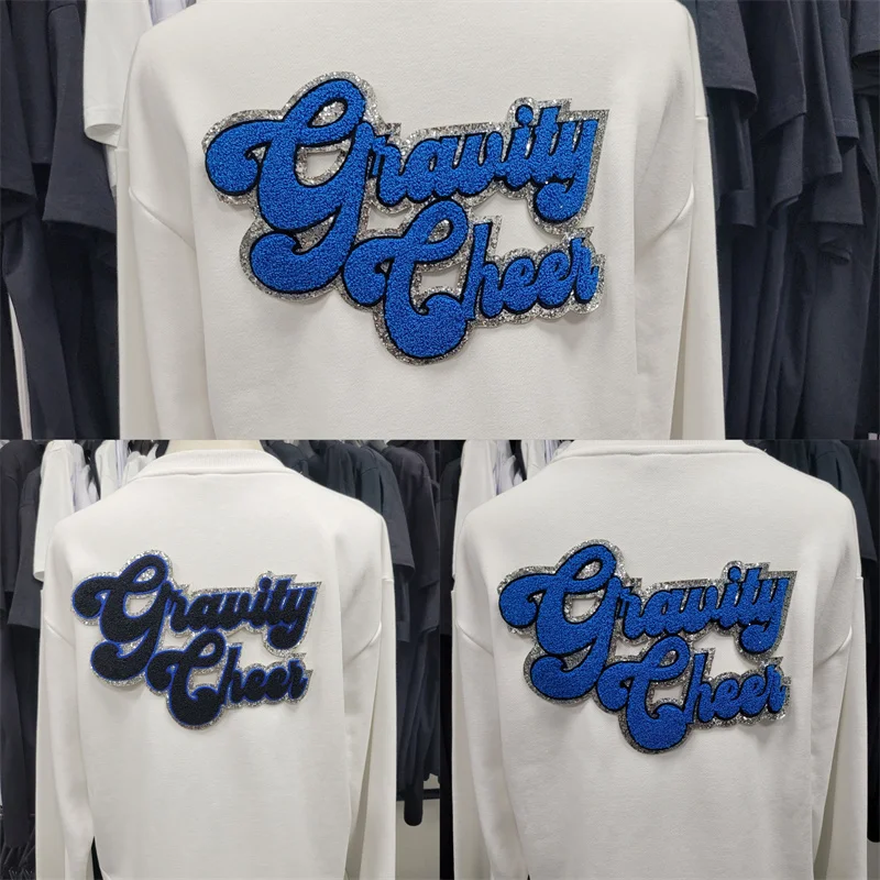 Wholesale woven custom design towel chenille letter embroidered patch