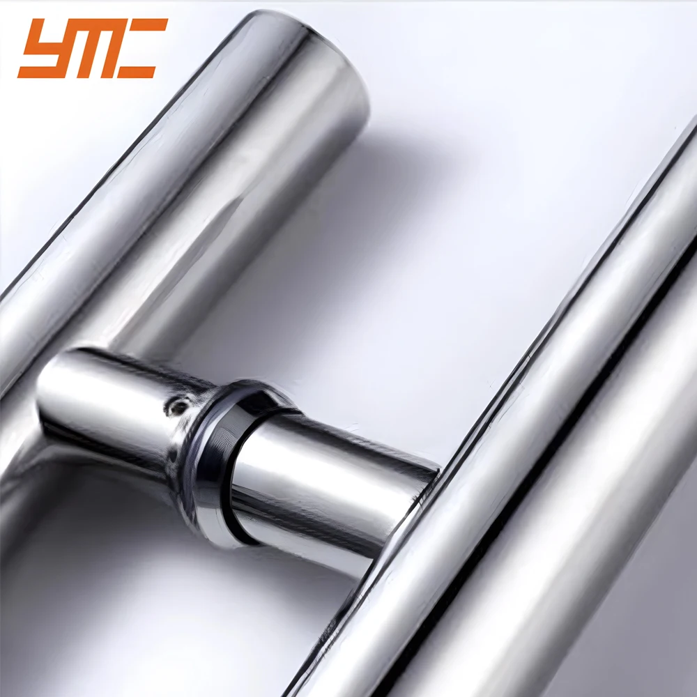 YMC Modern Design Custom Sizes Home Office Hotel Department Glass Wooden Gate with Durable 304 Stainless Steel Handle Usage