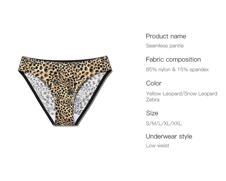 Ladies Leopard Print Panties Low Waist Cotton Crotch Briefs Hipster