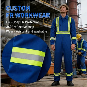 Wholesale Custom Blue Workers Reflective Overall Safety Hi Vis Clothing Workwear Flame Retardant Coverall