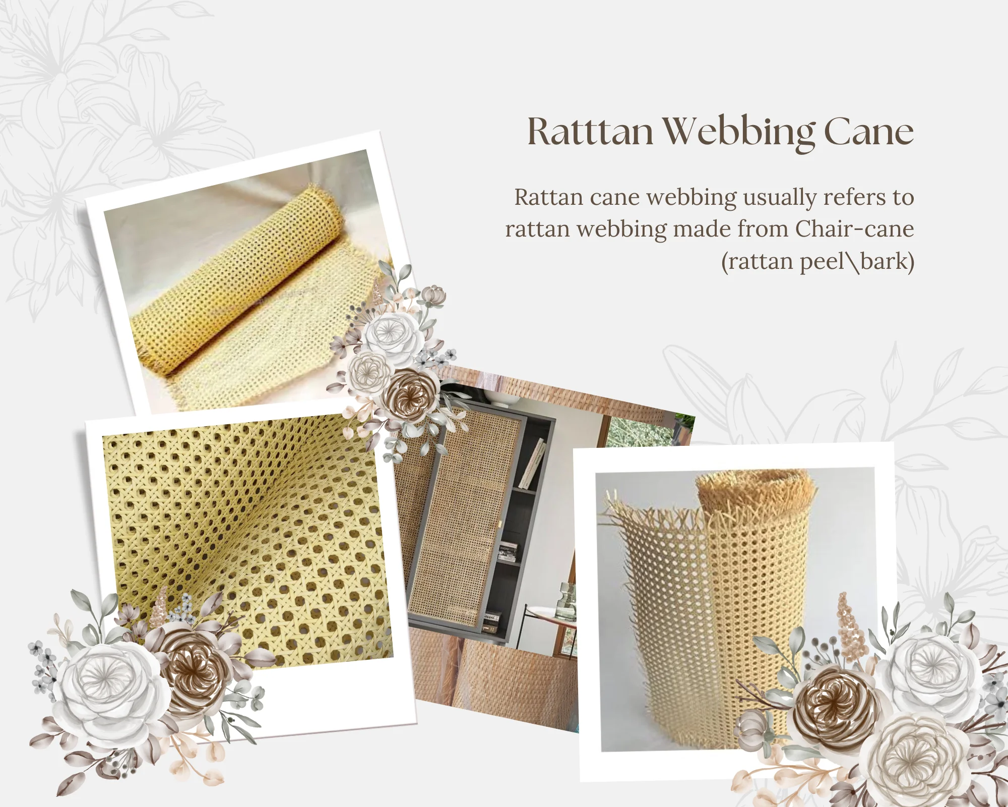 Rattan Roll Material Handwoven Natural Rattan bing Cane Semi