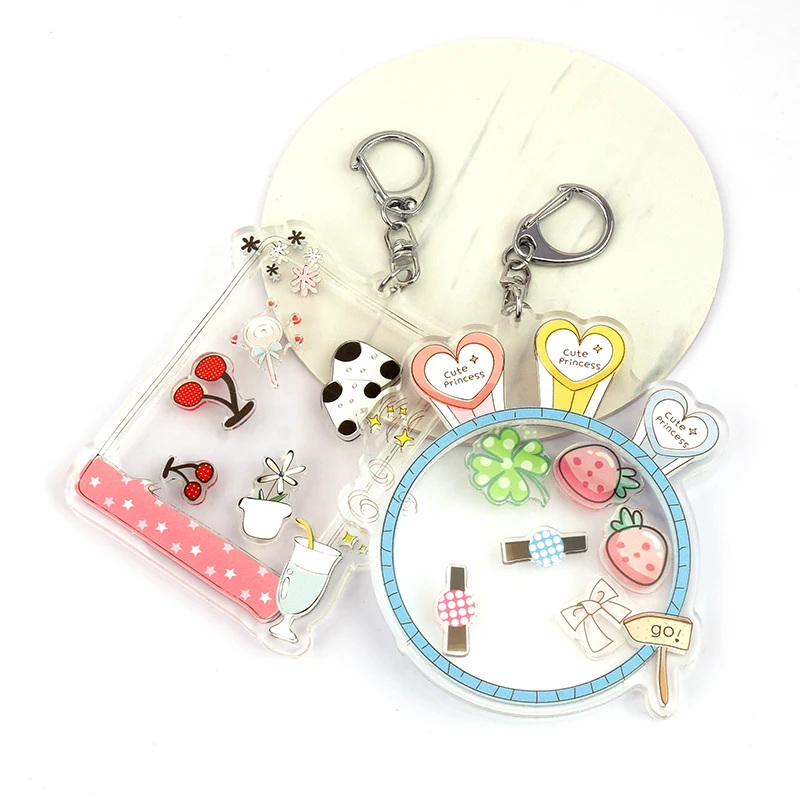 Vograce Personalized Acrylic Keychain Custom Printed Shaker Charms Cute Anime Holographic Shaker Charms