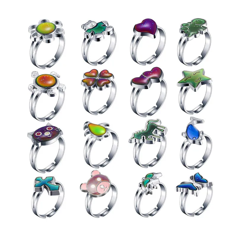 Low MOQ 10pcs Wholesale Bulk Cheap Jewelry Girls Changing Color Kids Mood Rings