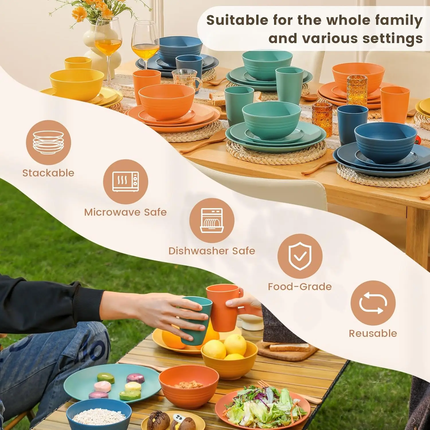 Wholesale Wheat Straw Tableware Eco-Friendly Dinner Sets