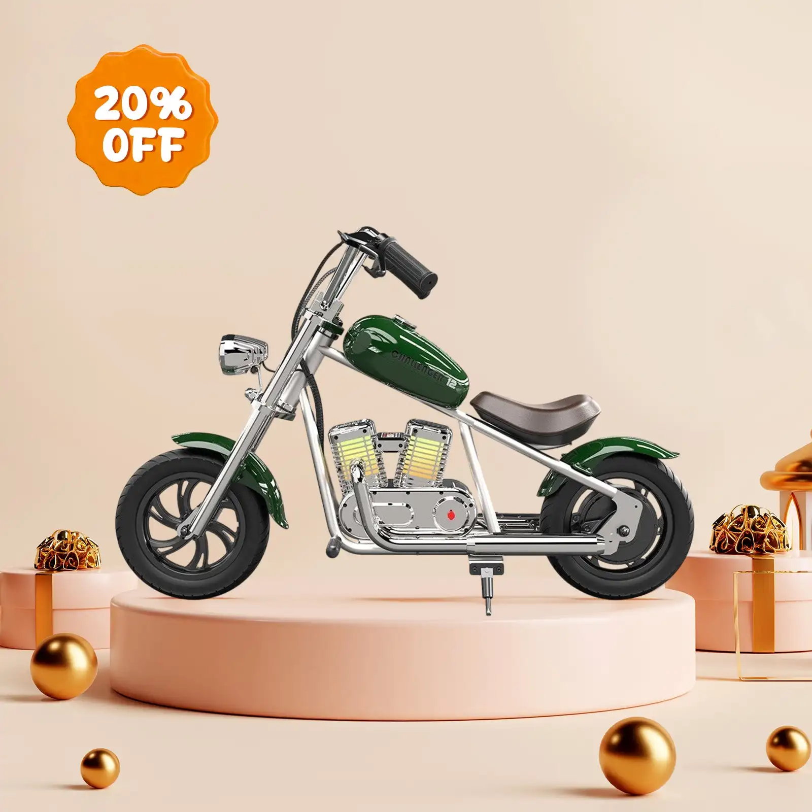 Hyper GOGO Challenger 12 Plus RC Motorcycles with App Control 24V 160W Motor 3-Speed IP6 Waterproof