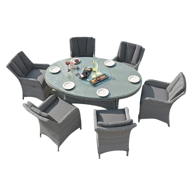 6 seat oval rattan dining set