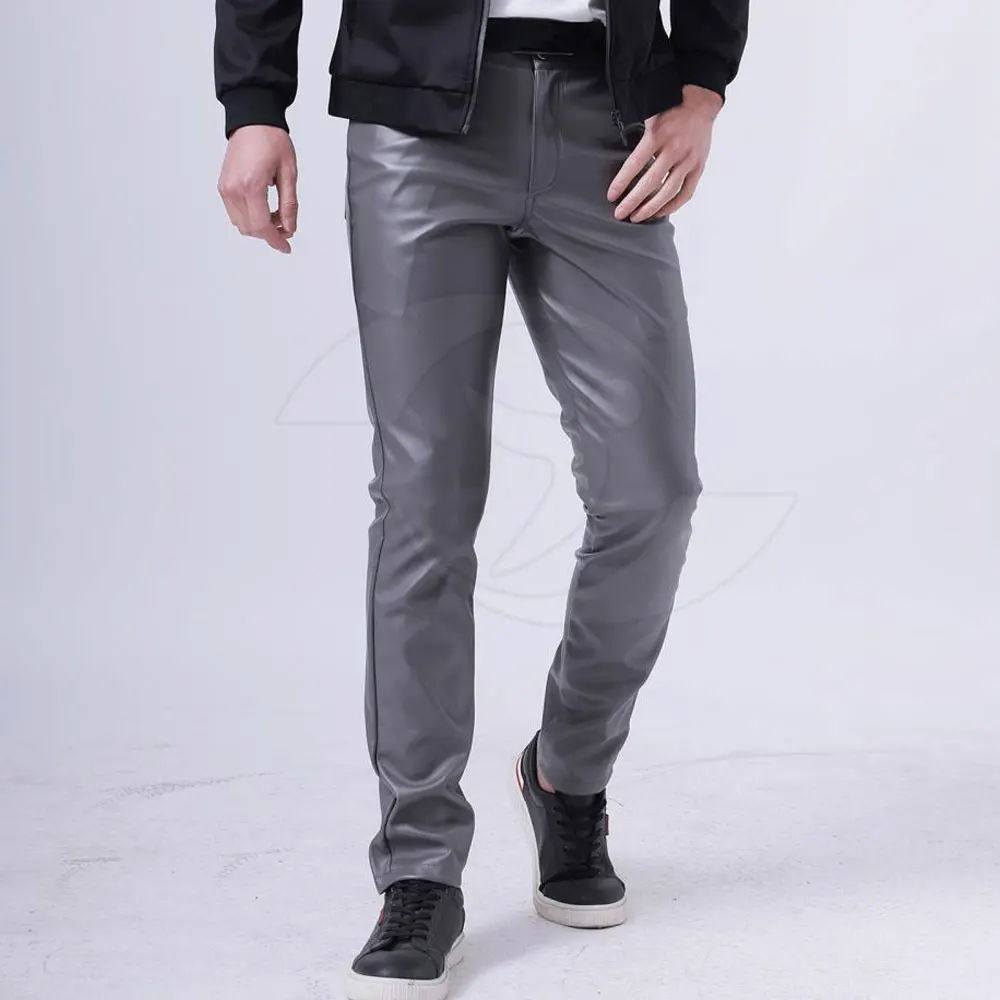 Wholesale Fashion Real Leather Men Casual Pant High Quality Long Pants ...