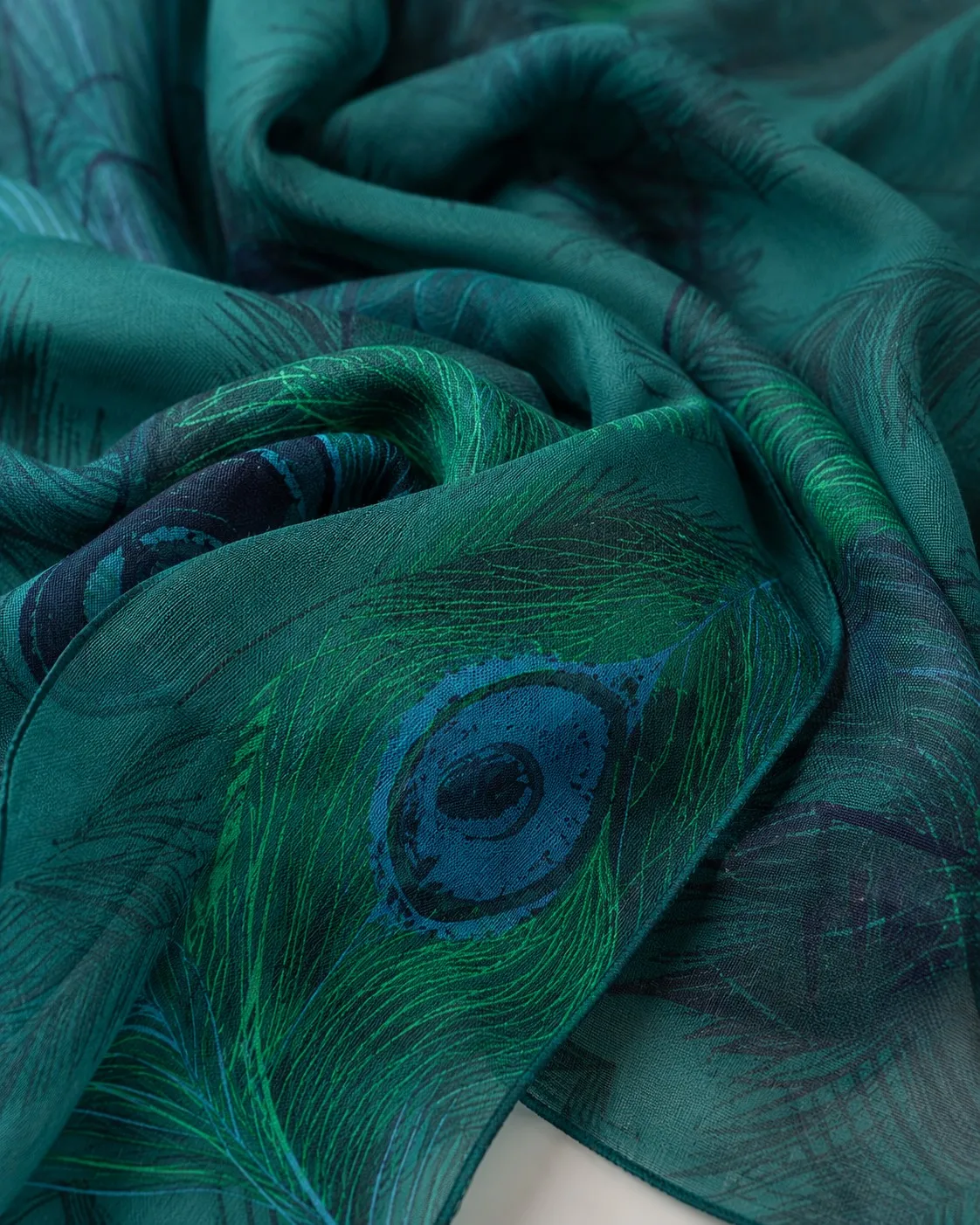 Custom Printed Modal Hijab Peacock Feather view 7