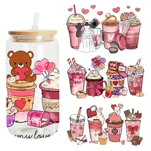 Factory Wholesale Popular Sticker Valentine's Libbey Glass Wraps Transfer 16oz-24oz UV Dtf Cup Wrap Transfers for Cup