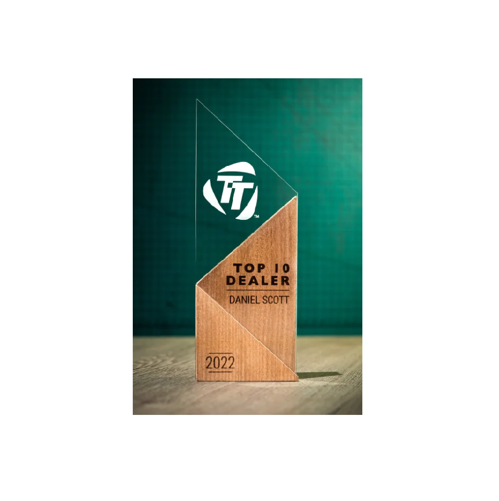 Hexagon Acrylic Trophy with Wood Base / Science Award / STEM Award Tech Gift Acrylic with Color Prints Free Customization
