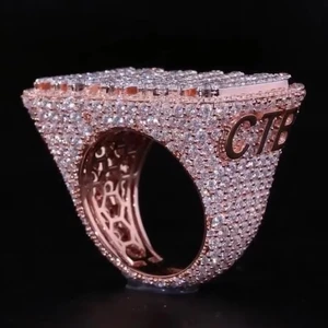 Custom Fully Iced VVS Moissanite & Diamond Men's Ring Hip Hop Championship Rapper Ring for Christmas Gift