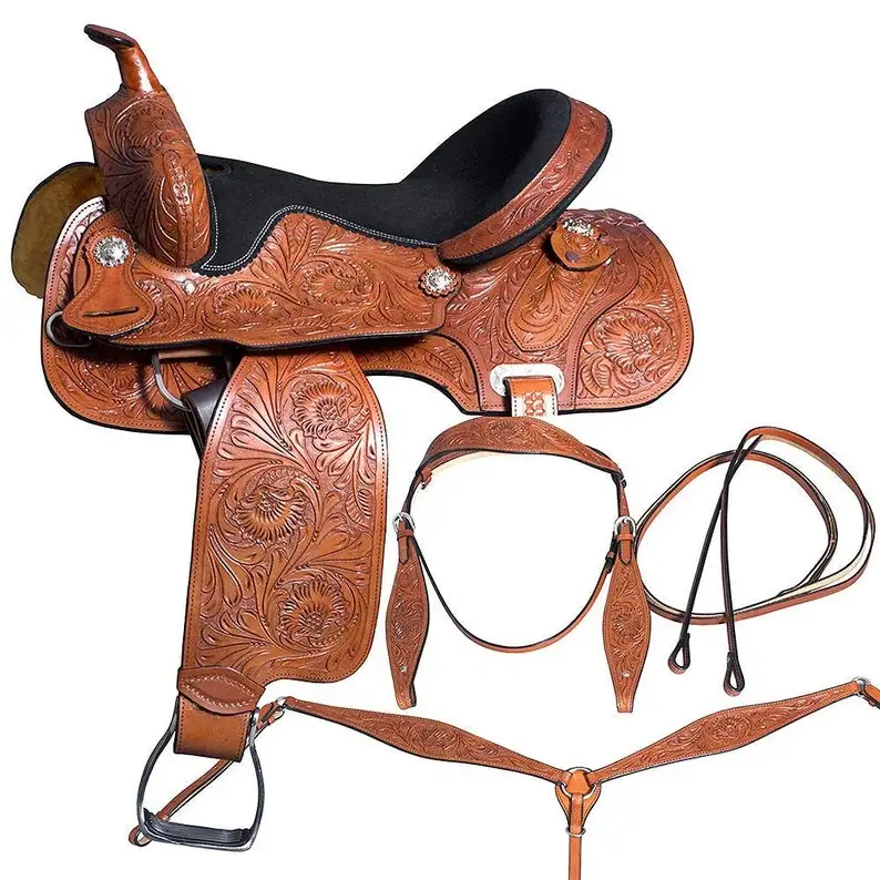 Premium Quality Western Leather Horse Saddle With Matching Horse Tack