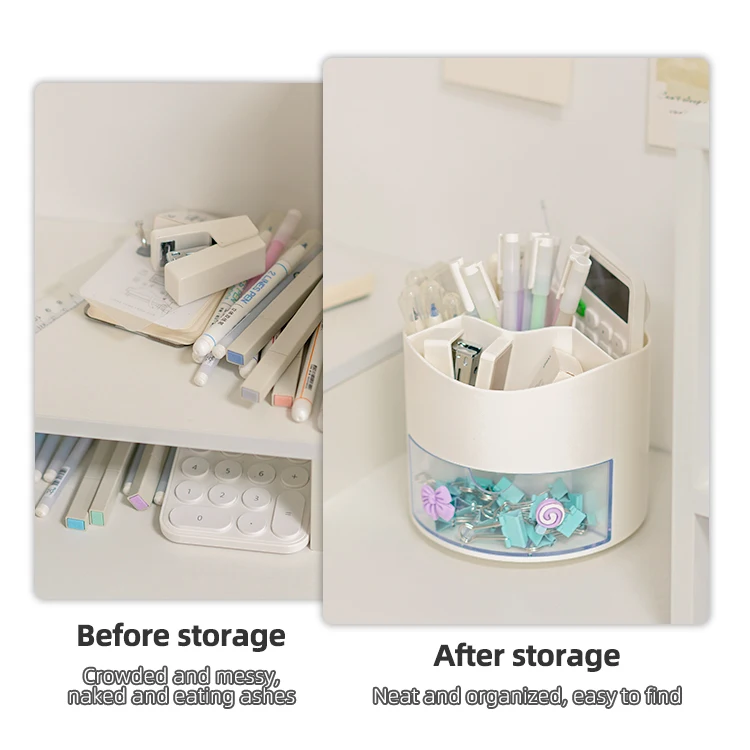Фабричный Многофункциональный пластиковый офисный Настольный Органайзер на 360 градусов вращающийся держатель ручки с выдвижным ящиком для детей