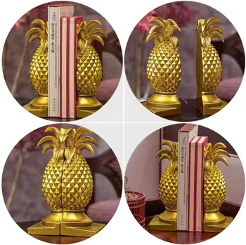 Relaxdays serre-livres ananas - lot de 2 - or - livre standard - porte-livre - support