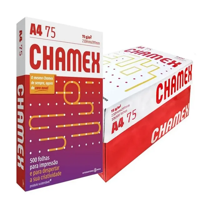 High Quality Chamex Manufacturers OEM 70GSM 75GSM 80GSM 100% Pulp A4 Paper Copier 500 Sheets/Ream - 5 Reams/Box A4 Copy Paper