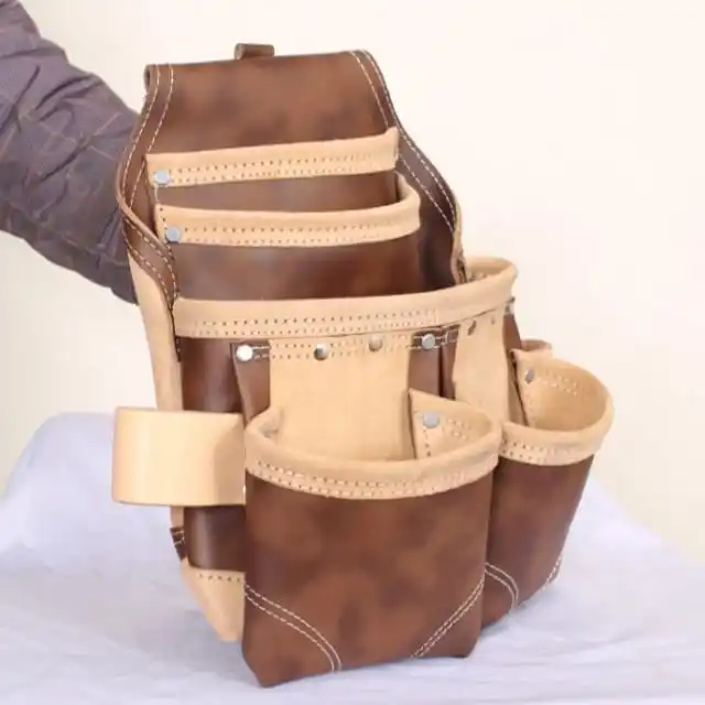 Genuine Leather Tool Belt Bag Professional Pocket Carpenters Tool Pouch