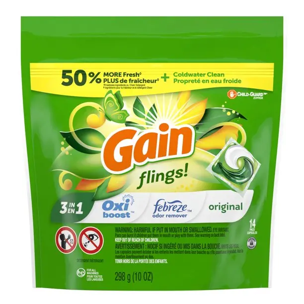 Gain Flings Laundry Detergent Soap Pacs,14 Ct,Original Scent - Buy Gain ...