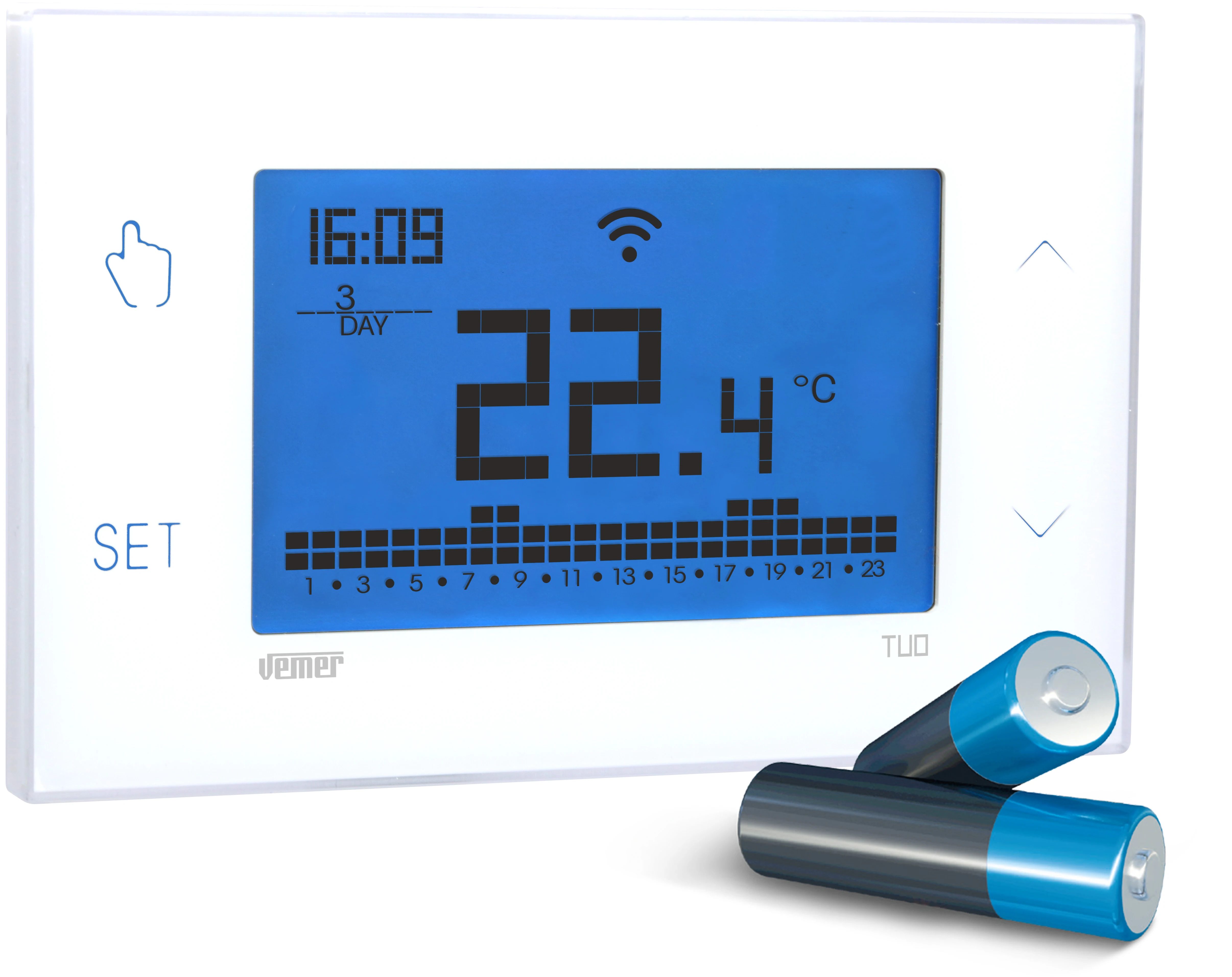 VEMER VE788600 TUO WiFi BATERÍA - Termostato Calefacción WiFi Inteligente,  Control Remoto Desde Smartphone por App iOS