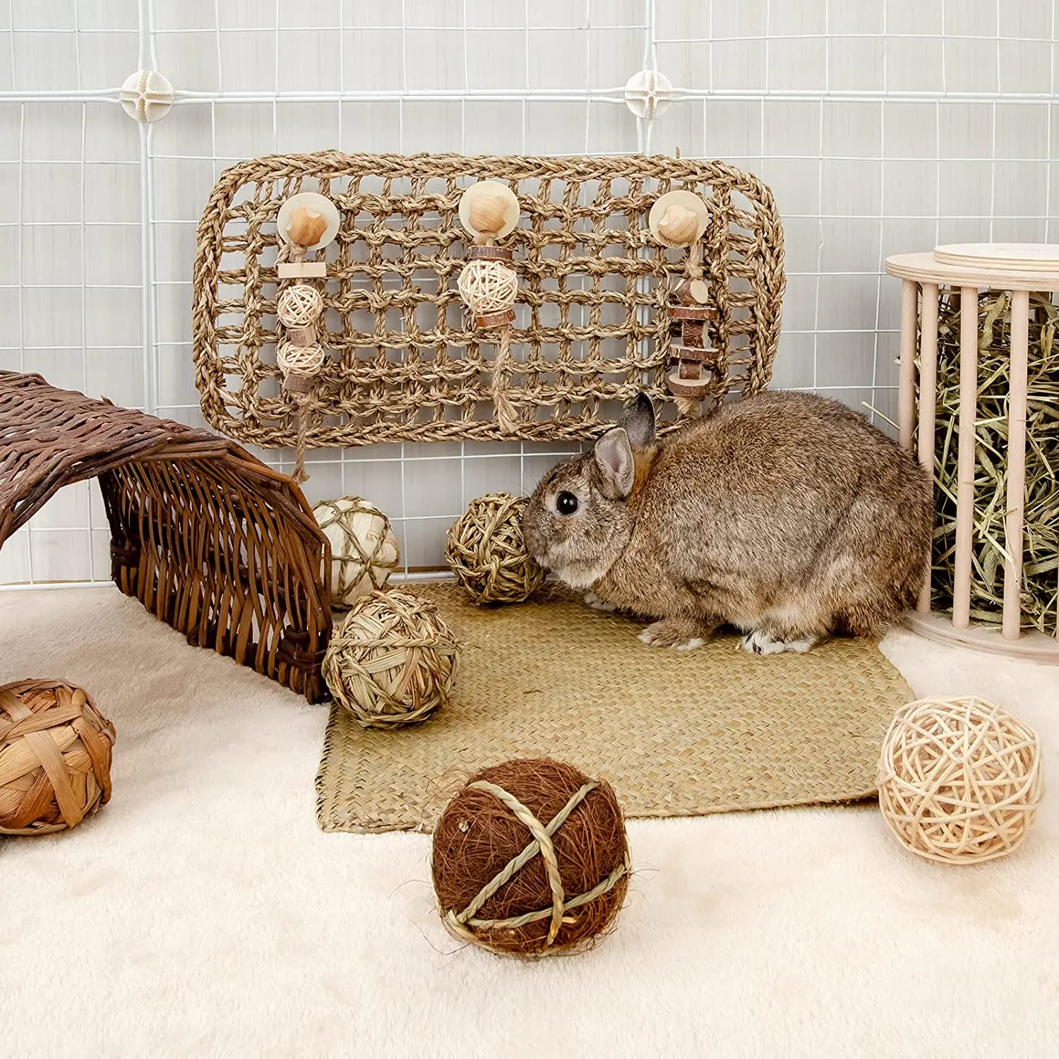 Rabbit Chew Ball Timothy Grass Grinding Small Animal Activity Play Chew