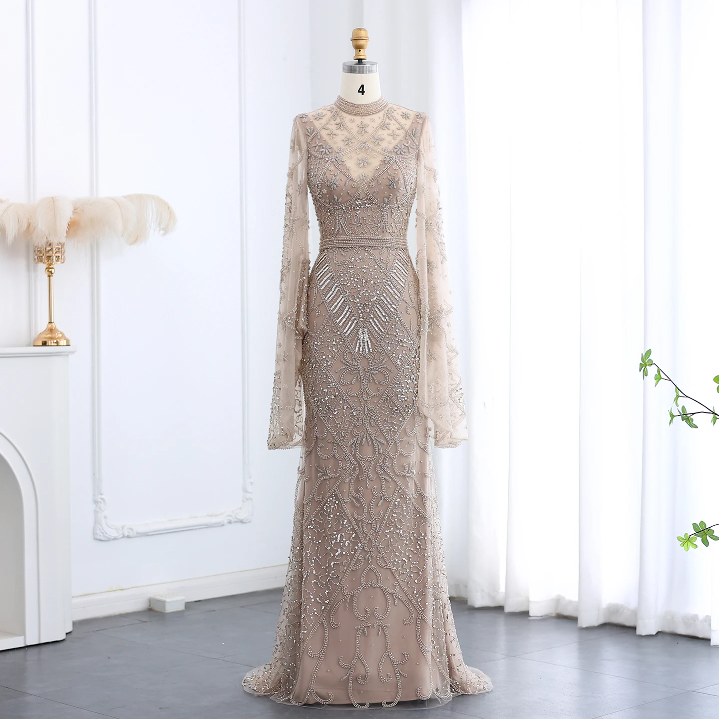 Jancember LSZ153 Arabic Long Sleeve Beading Slit Mermaid Evening Prom Dresses Jancember LSZ153 Arabic Long Sleeve Beading Slit Mermaid Evening Prom Dresses