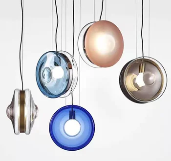 Decorative Round Clear / Blue / Light Blue / Brown / Pink  Glass Vintage Pendant Suspended Hanging Light Chandelier