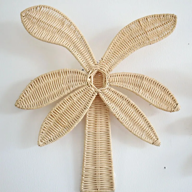 Best Price Vintage Rattan Palm Tree Wall Decor Wicker Wall Decoration