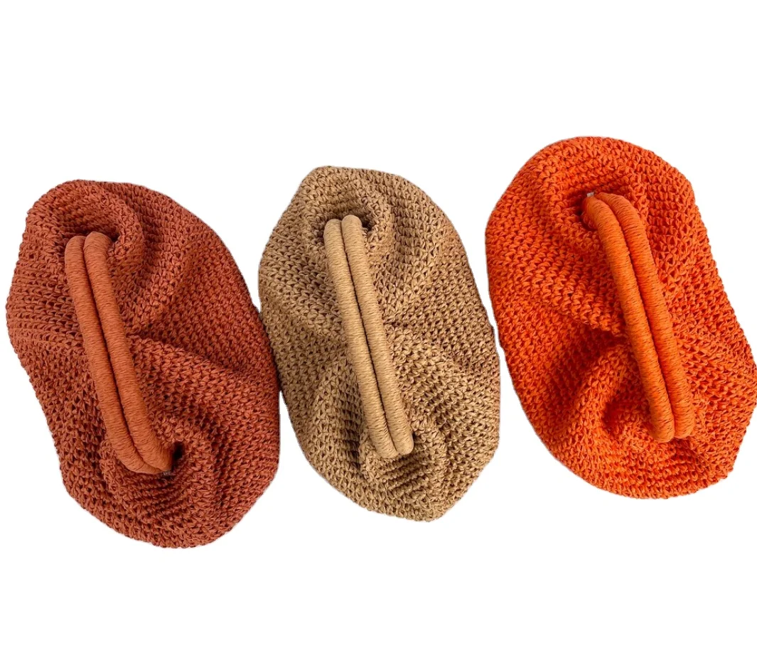 Crochet Raffia Small Woven Straw Beach Pouch Bag Clutch Handwoven Bag
