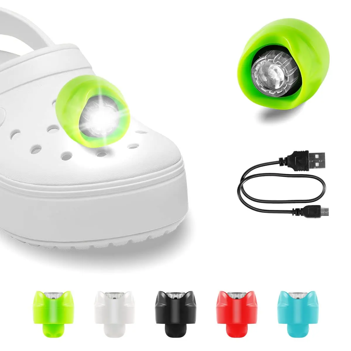 New Design Rechargeable LED head light 1pc/2pcs headlights shoes charms Clogs Shoes Decoration Shoes Lights for crocs factory