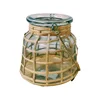 Plain Transparent Glass & Natural Bamboo