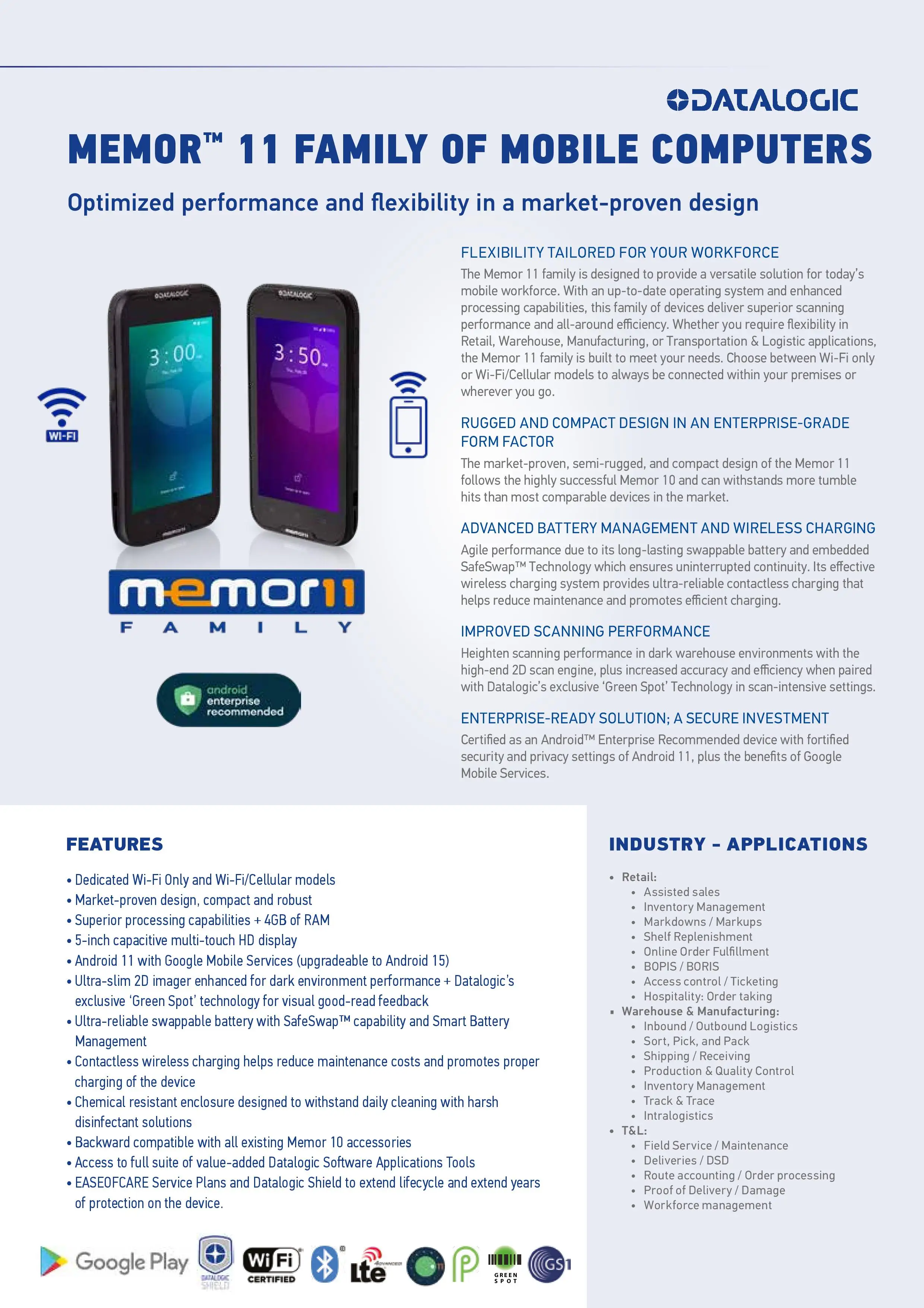 DATALOGIC MEMOR-11 Multitouch Mobile Computer with Superior Features