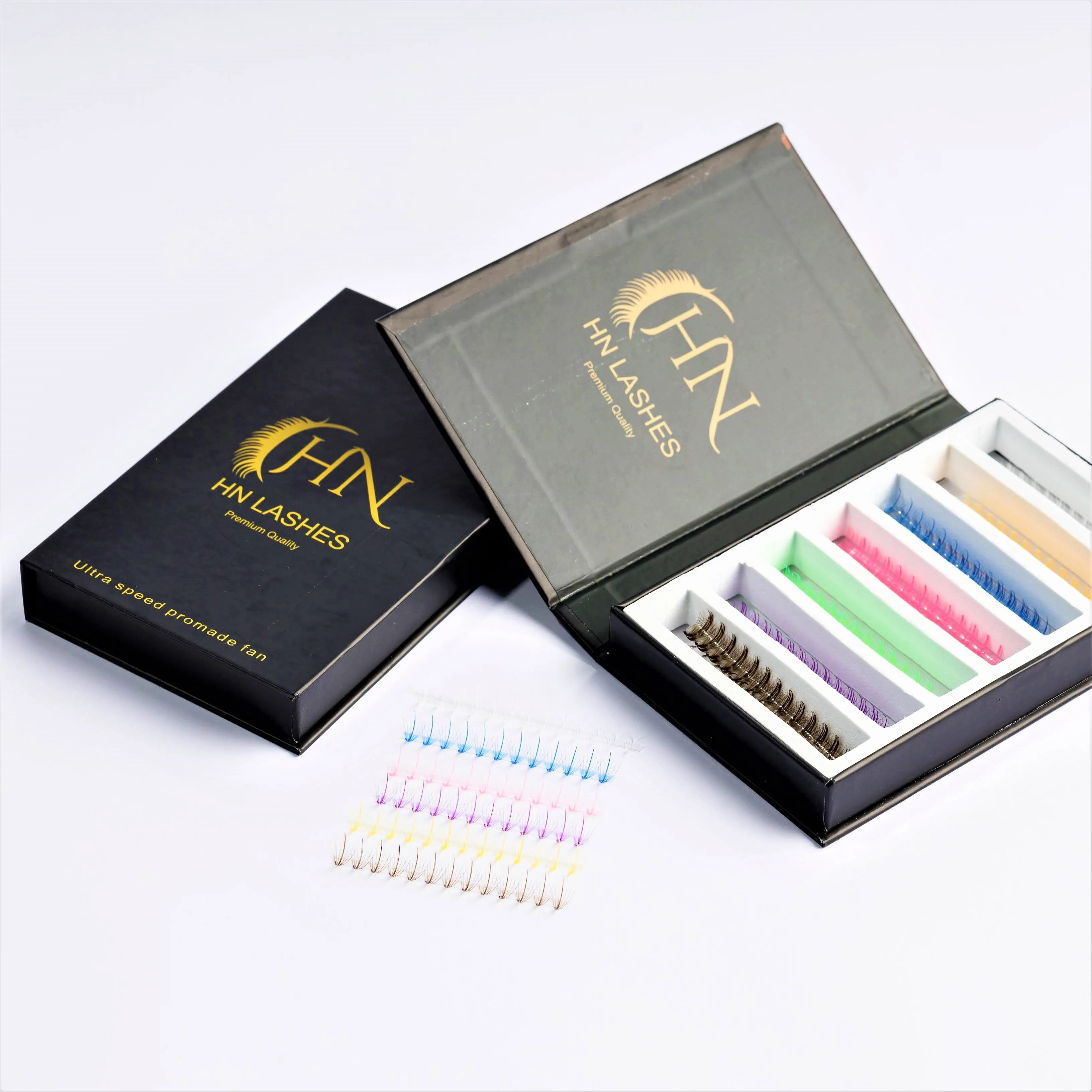 12d 14d Lines Lash Premade Russian Volume Fans Big Trays Sharp Stem Pre