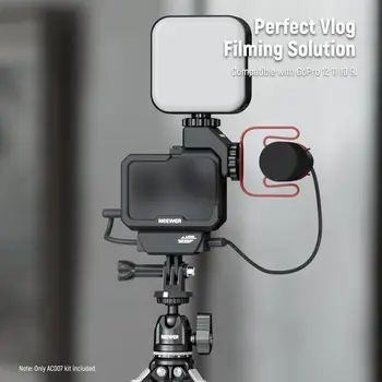 NEEWER Video Rig Cage Compatible with GoPro Hero 12 11 10 9 Light Mod Max Lens Mod, Durable Plastic with 3.5mm Media Audio Mic detail image