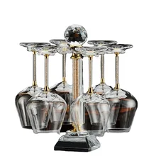 Light Luxury High-End Red Wine Glass Goblet Crystal Gold Diamond Bright Home Use and Commercial Rotating Cup Holder