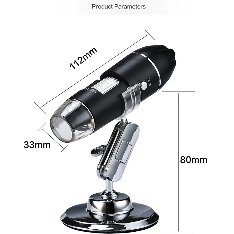 USB Mini Digital Microscope LED Light Source 1600x Magnification ...