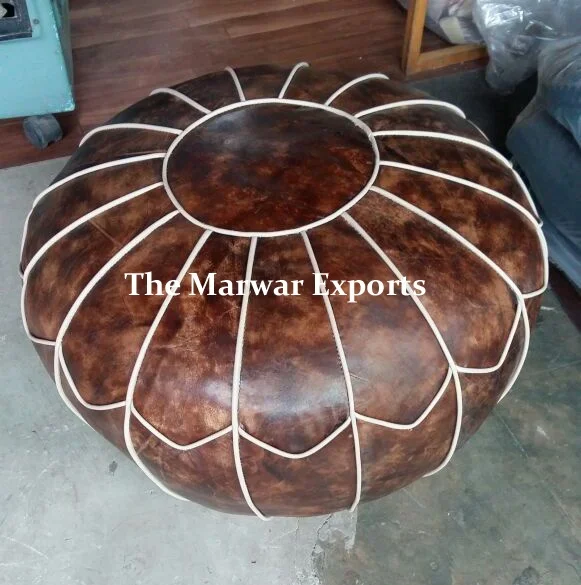 Кожаный Пуф в марокканском стиле для консоли с ME-LTHPF-001 Костями для гостиной