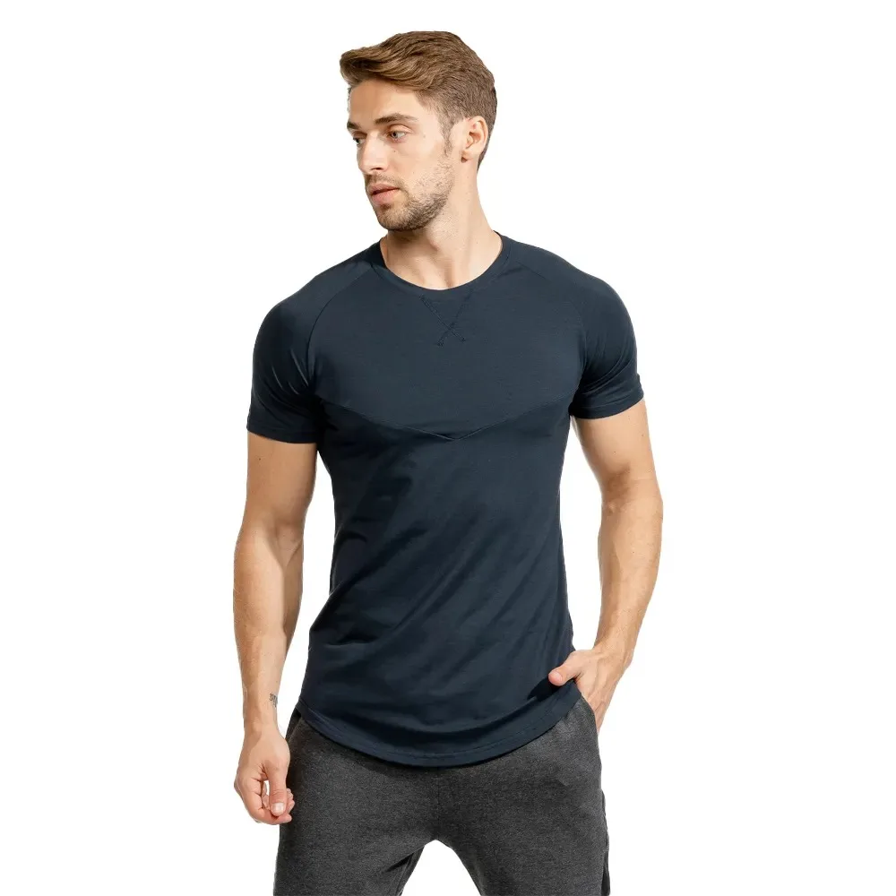 Men Clothes Blank T-shirt Shorts Suit Men's Slimfit Tshirt Print Logo ...