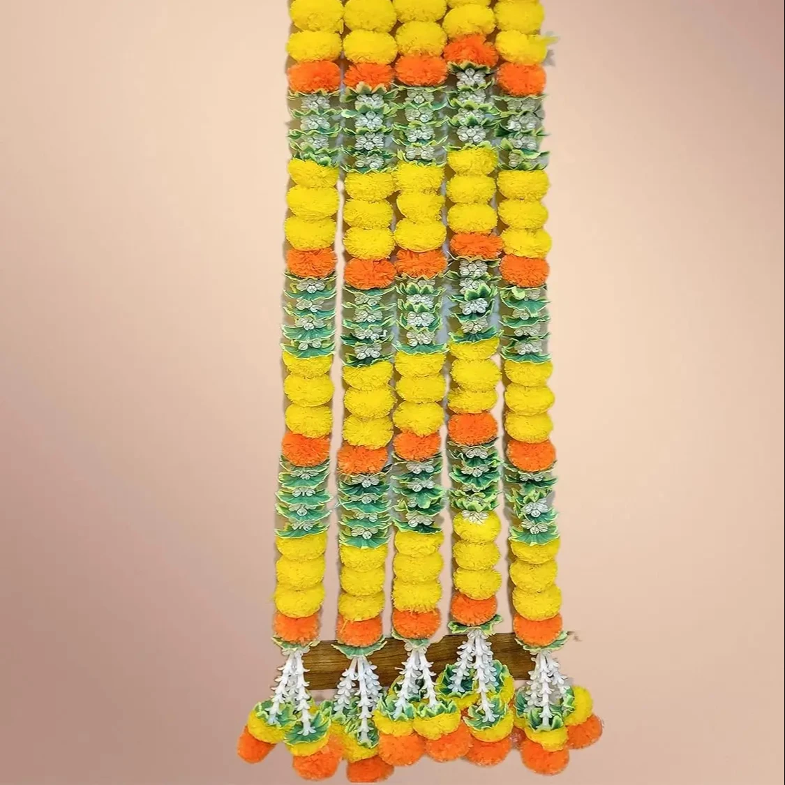 Künstliche Ringelblumen-Girlanden – 5 Stränge à 1,5 M, Für Diwali, Hochzeit & Deko